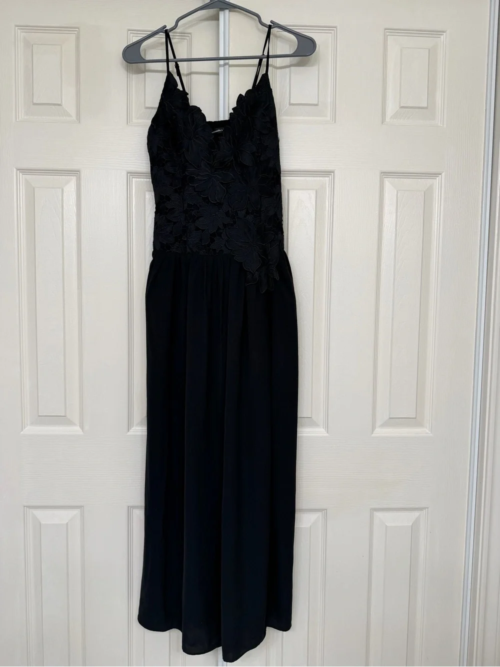 Abercrombie & Fitch Black Lace Bodice Maxi Dress with Side Slit